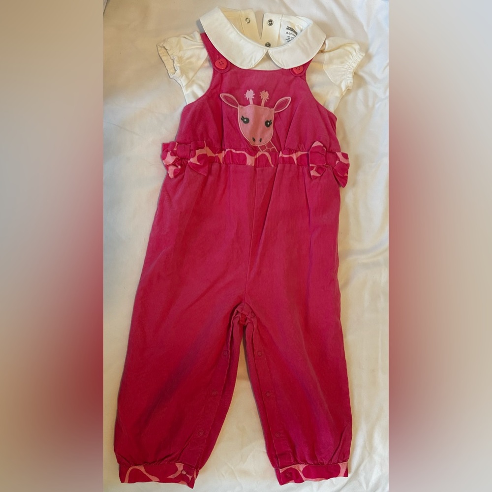 18-24 months girls pink overalls.